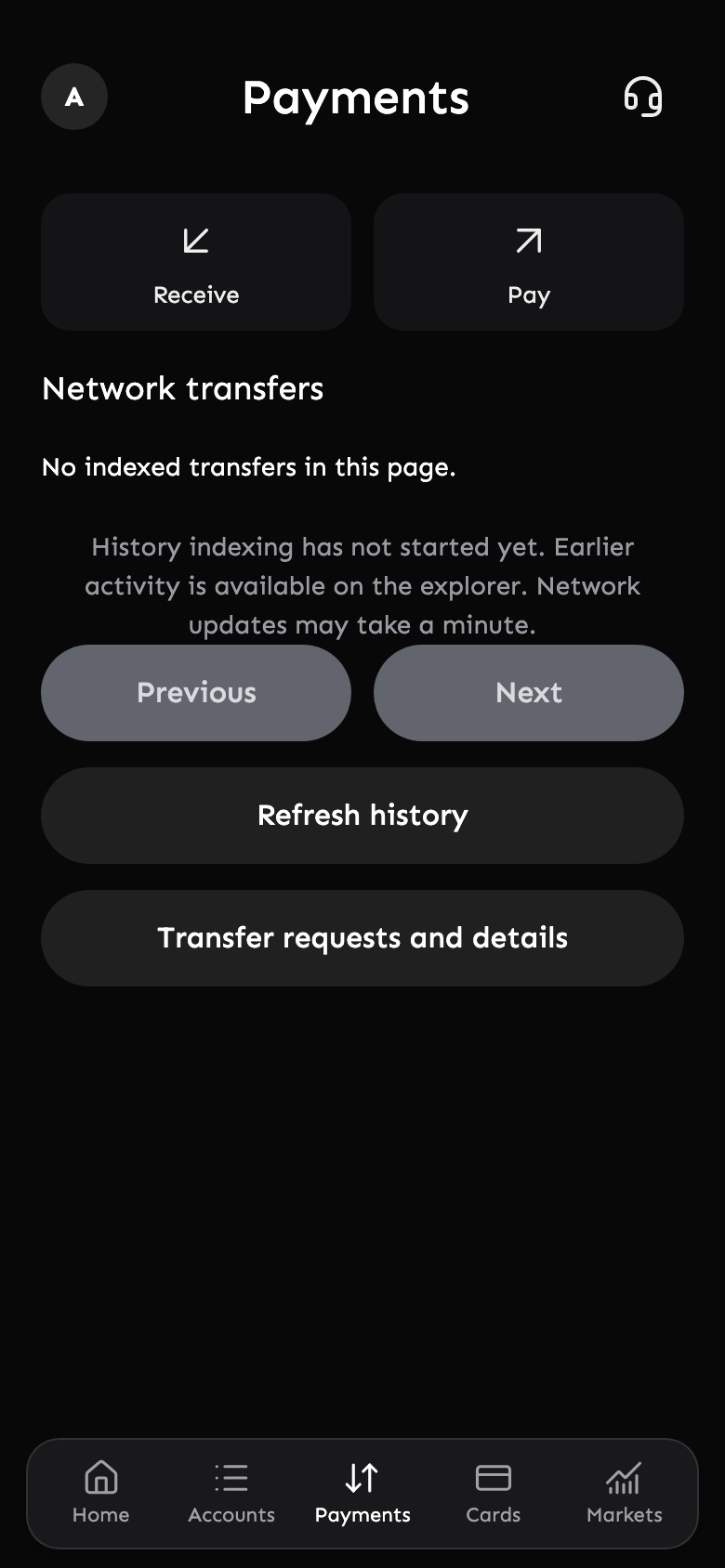 Akordia payments with receive, pay and transaction activity